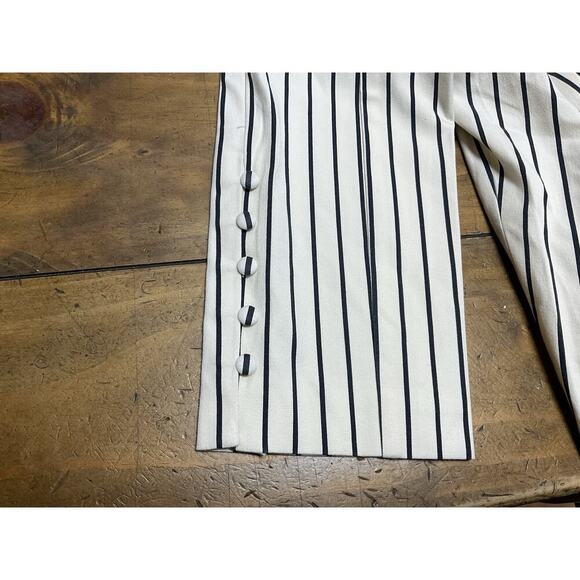 Anthropologie Pants Size 8 The Essential Slim Striped Button Women Pants - Picture 8 of 11